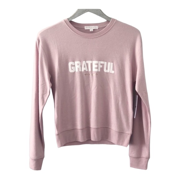Spiritual Gangster Tops - SPIRITUAL GANGSTER Grateful Crew Neck Savasana Sweatshirt Top Light Pink (NWOT)